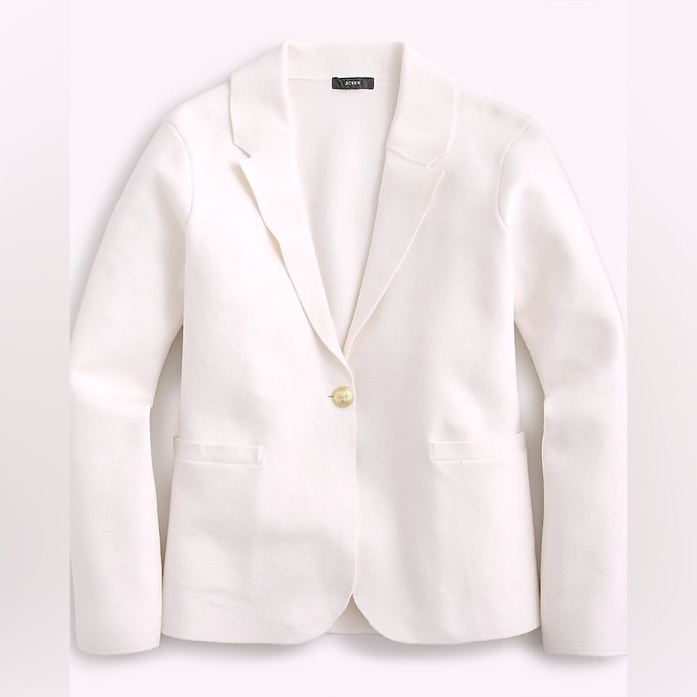 J. Crew Single-Button Ivory Knit Blazer